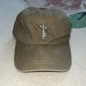 NEW khaki FAITH design baseball cap
